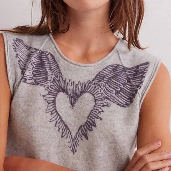 Free People We The Free Cashmere Muscle Sweater Graphite Lover Combo - Picture 4 of 7